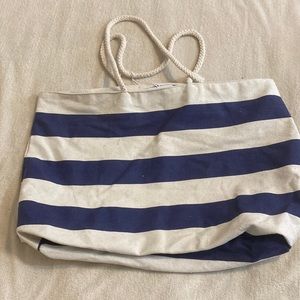 Blue and White Canvas beach bag